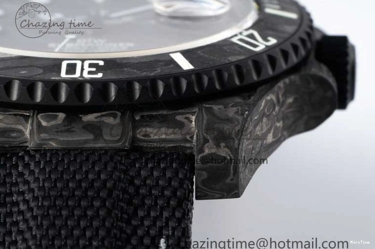 MiroTime 0210 AllSeason Submariner DIW Carbon VSF 1:1 Best Edition Black White Dial on Black Nylon Strap VS 2165